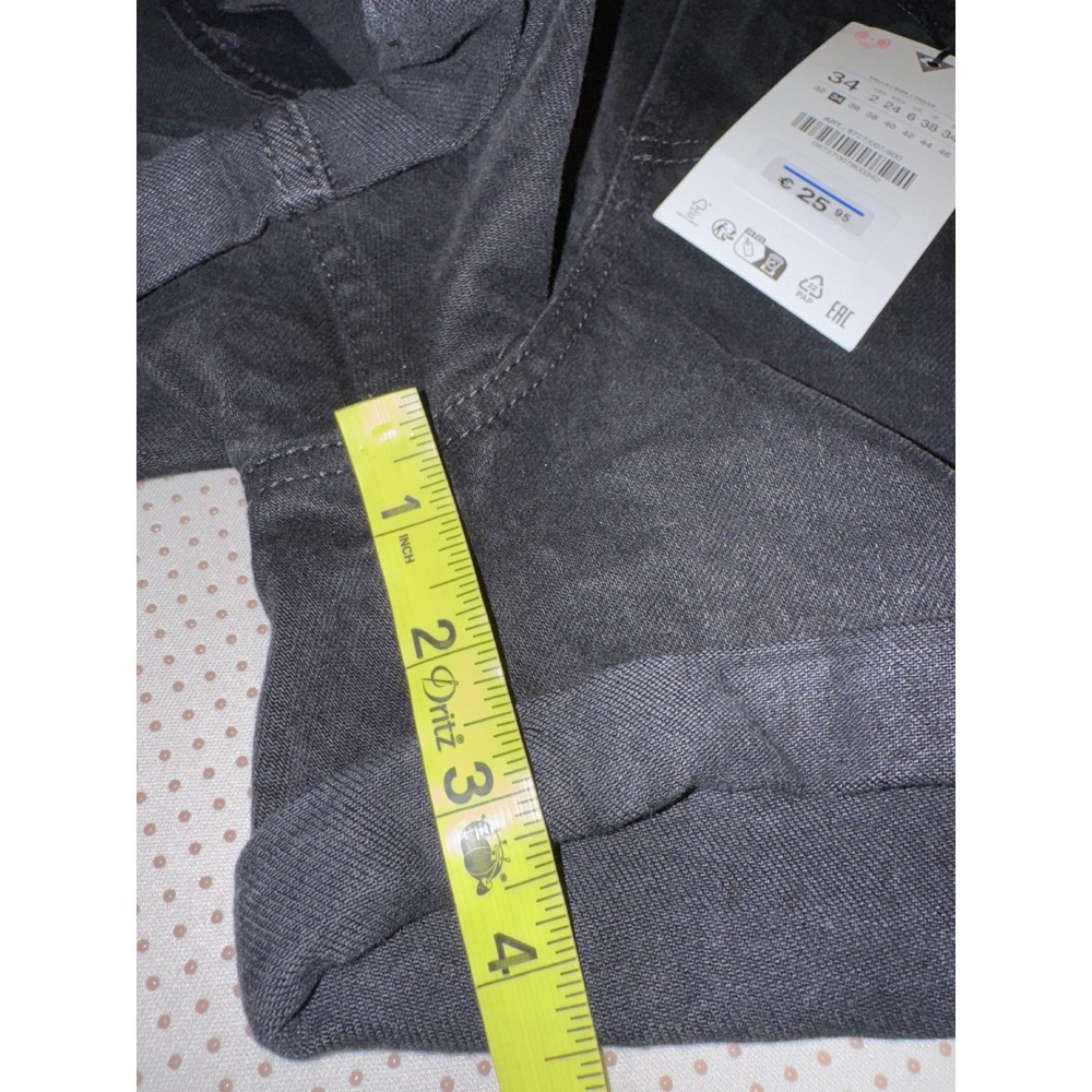 NWT Zara Mom Fit Bermuda Denim Shorts Black High Waisted Cuffed Size 2 24 - Picture 6 of 7